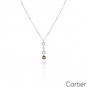 Cartier White Gold Pearl & Diamond Himalia Necklace Cartier White Gold Pearl & Diamond Himalia Necklace